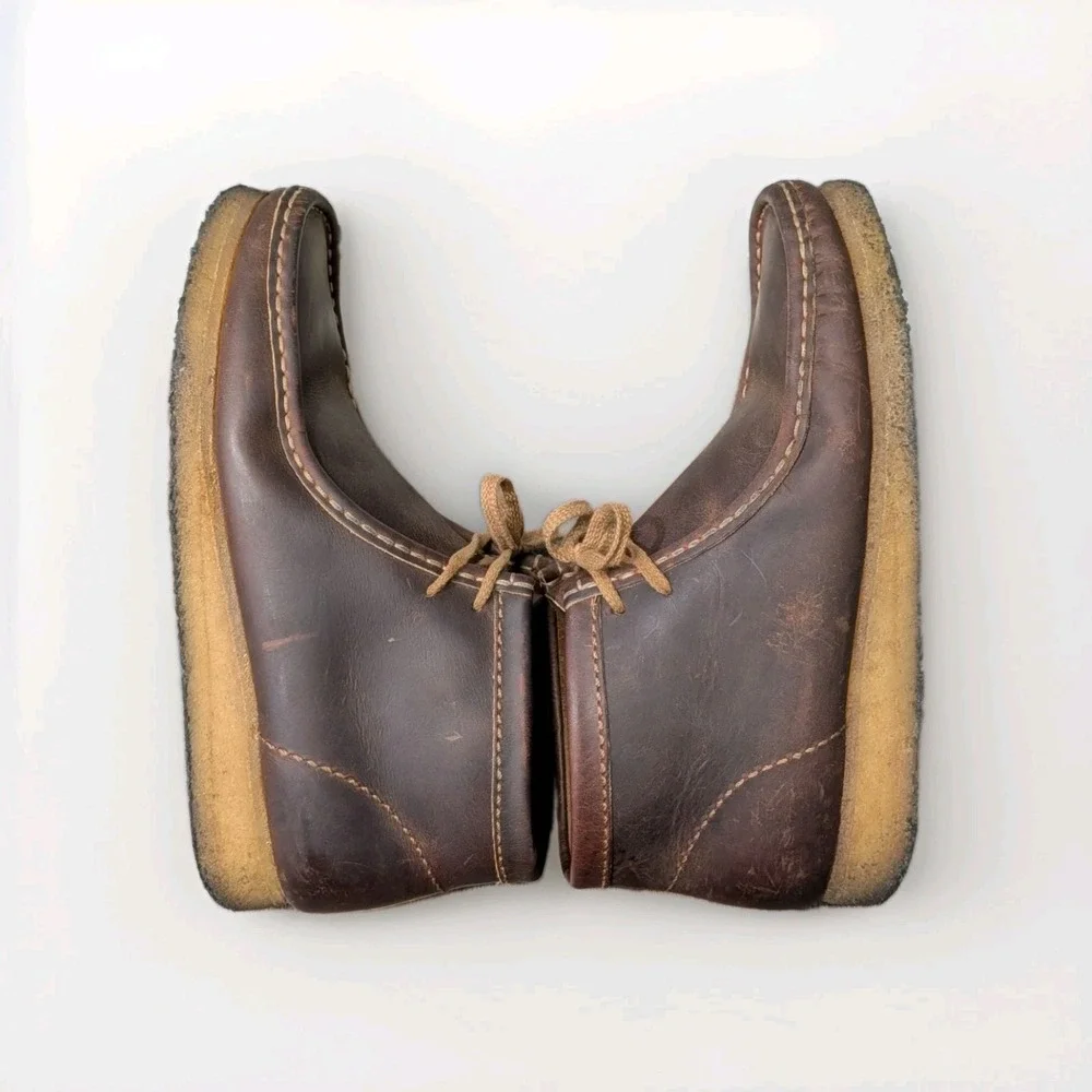 Clarks Mens Wallabees Beeswax Leather Ankle Chukka Boots Size 9 Brown Crepe Sole